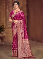 Silk Burgandy Wedding Wear Zari Work Saree